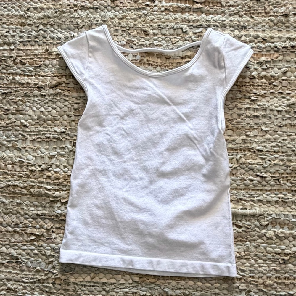 Backless Classic White Short Sleeve Top Size S/M